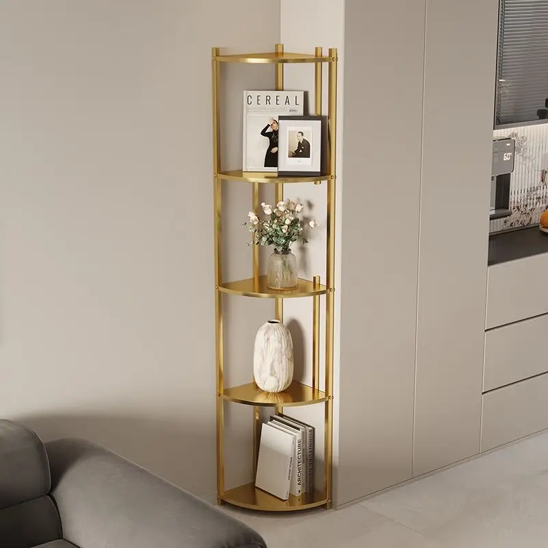 

Light luxury creative living room vertical corner bookshelf simple household wrought iron floor shelf multi-layer storage bookca