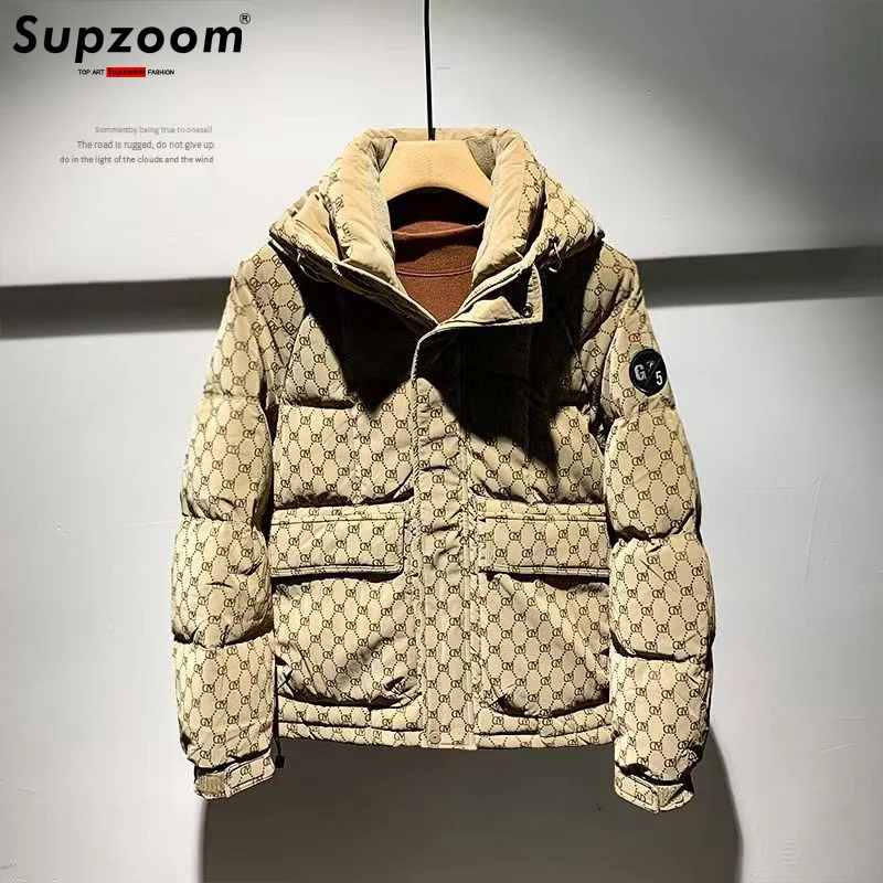 Supzoom mantel hangat kasual pria, jaket huruf bordir besar musim gugur dan musim dingin applique mode baru 2024