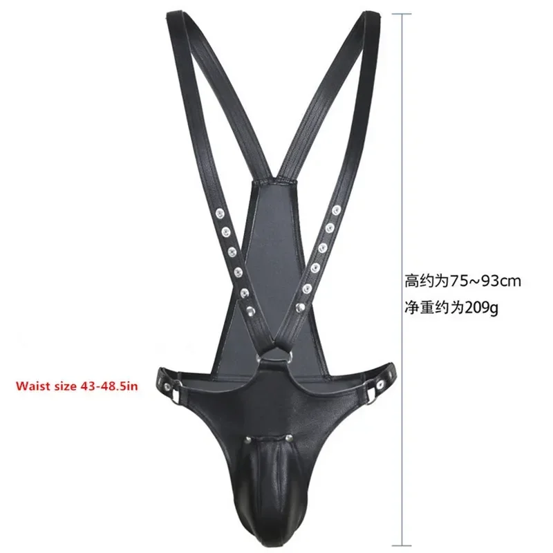Night Club Sex Bondage Man Black PU Leather  Strap Harness Belt Lingerie Exotic Costumes - view 4