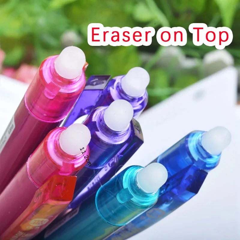 Large Capacity Ink Erasable Pen 0.5mm Push Automatic Gel Pen Washable Handle Magic Erasable Refills Rods Longer Writing School