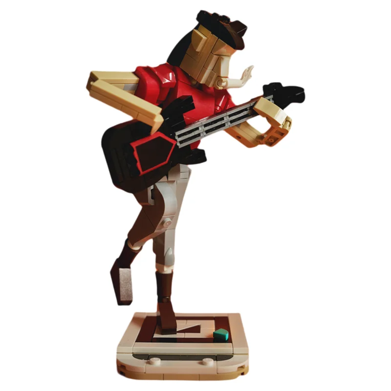 MOC Jazz Club Trombone Operator Violinist Guitarist Building Blocks Model Bricks Amy Winehouse Blue Brick Assembled Toy Gift
