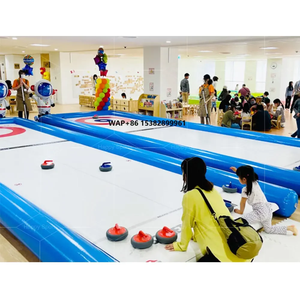 Inflatable Curling Ice Rinks Outdoor Street Sport Game Portable Inflatable Blow up Curling Set With Stones