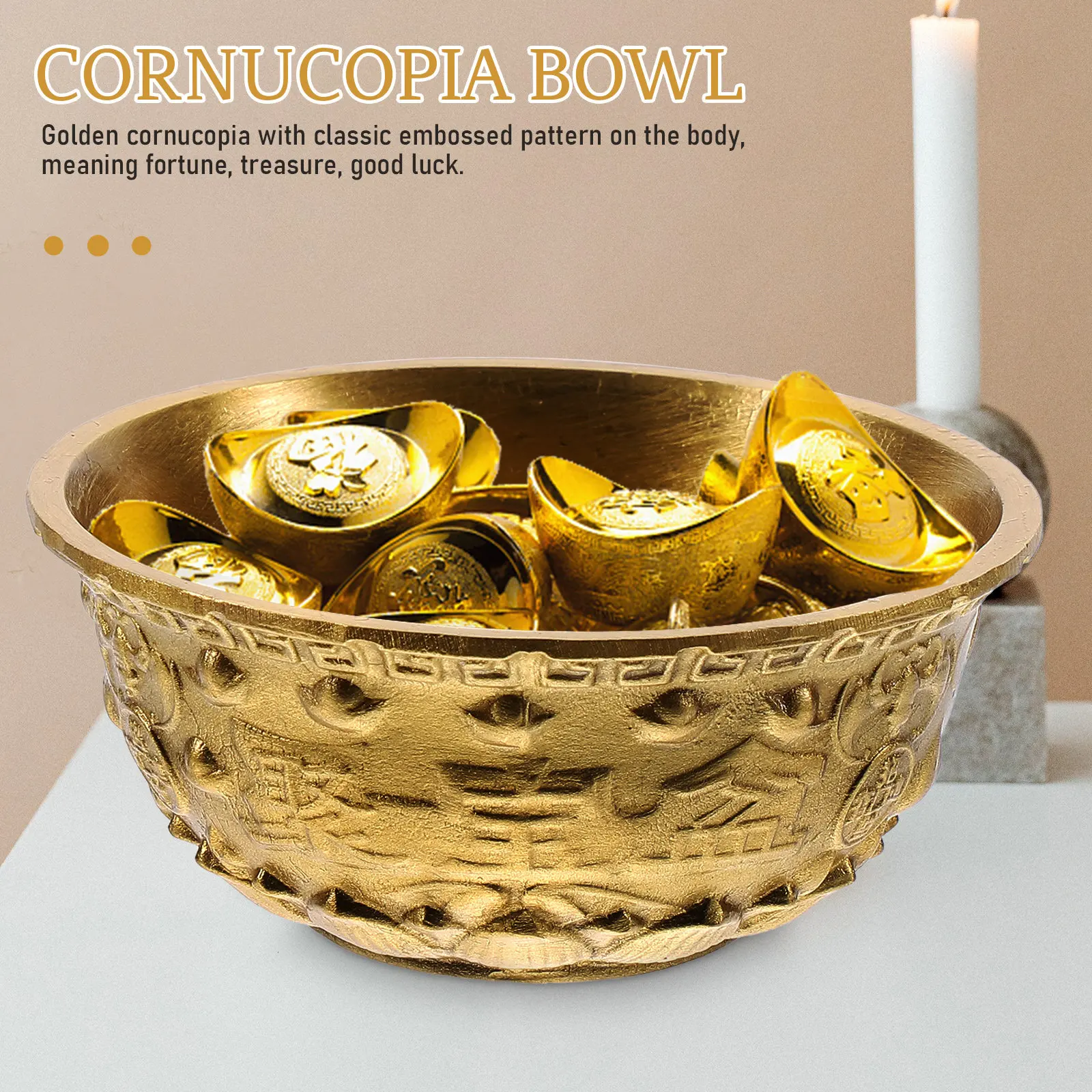 1Pcs Brass Cornucopia Bowl Treasures Bowl Desktop Ornament Home Decor Spring Festival Gift Exquisite