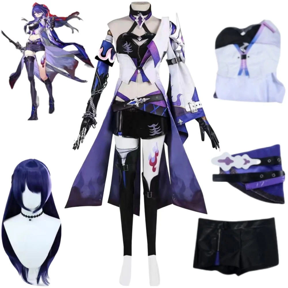 Acheron Cosplay Costume Game Honkai Star Rail Halloween Christmas Festival Party Sexy Style Coser Dress Wig  Women