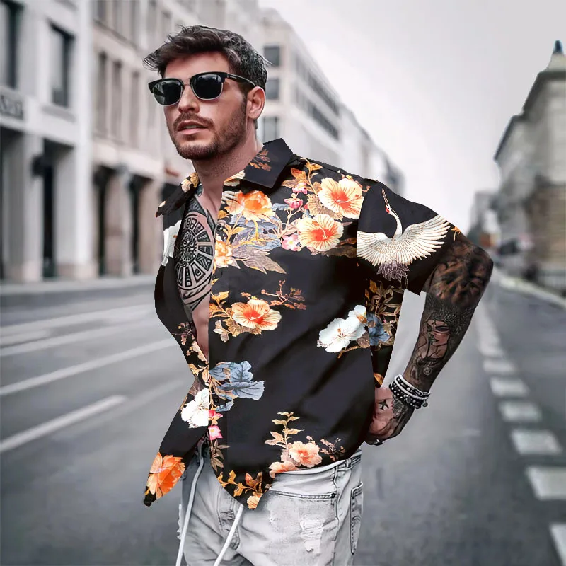 Camisa hawaiana informal de playa para hombre, Tops cortos con estampado 3D de gran tamaño, ropa de calle, ropa de playa para vacaciones