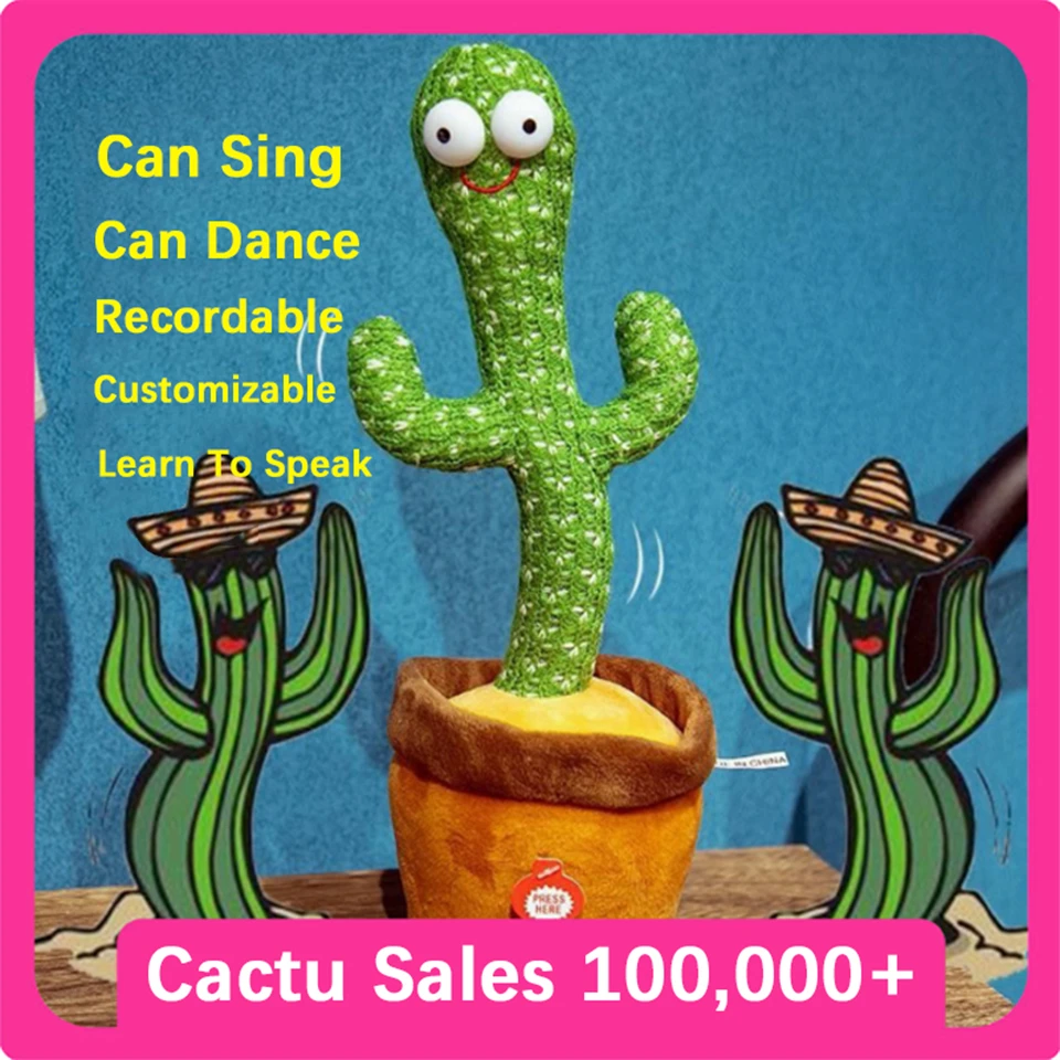 Multifunction Cactus Kid's Electronic Plush Toy Dancing And Talking Cactus Kid's Birthday Party Christmas Gift With 120 Songs