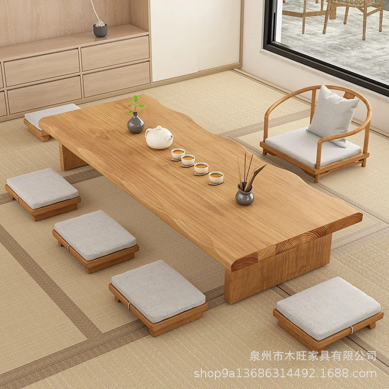 

Japanese-style tatami solid wood tea table Kang Shang low table simple modern bay window balcony office multi-person casual tea