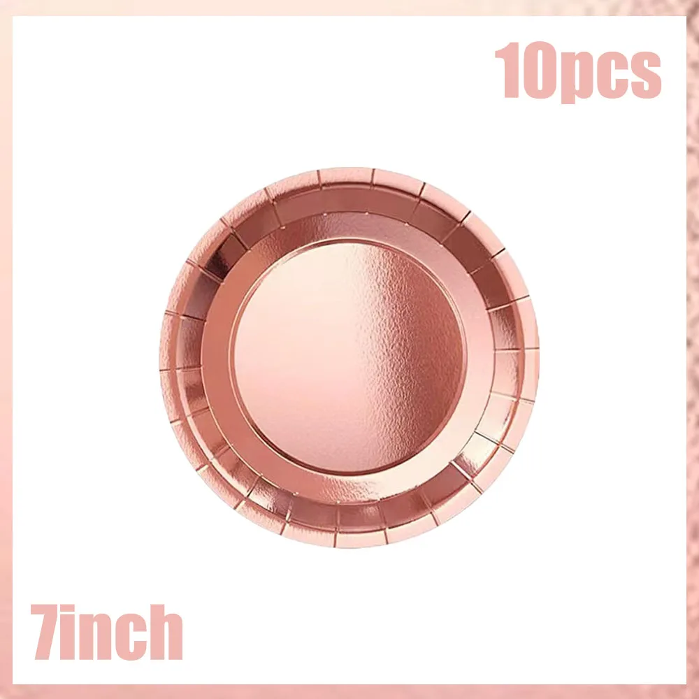 أدوات مائدة للاستعمال مرة واحدة باللون الذهبي الوردي لعيد الميلاد، أكواب تزيين حفلات أعياد الميلاد، أطباق مناديل، مفارش مائدة، سكاكين، منتجات حمام الأطفال