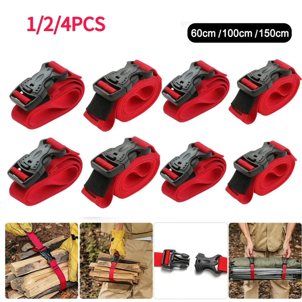 1/2/4PCS Portable Cargo Tie Down Luggage Belt Strap Quick Release Buckle 50/100/150cm Baggage Secure Strap for Camping Hiking