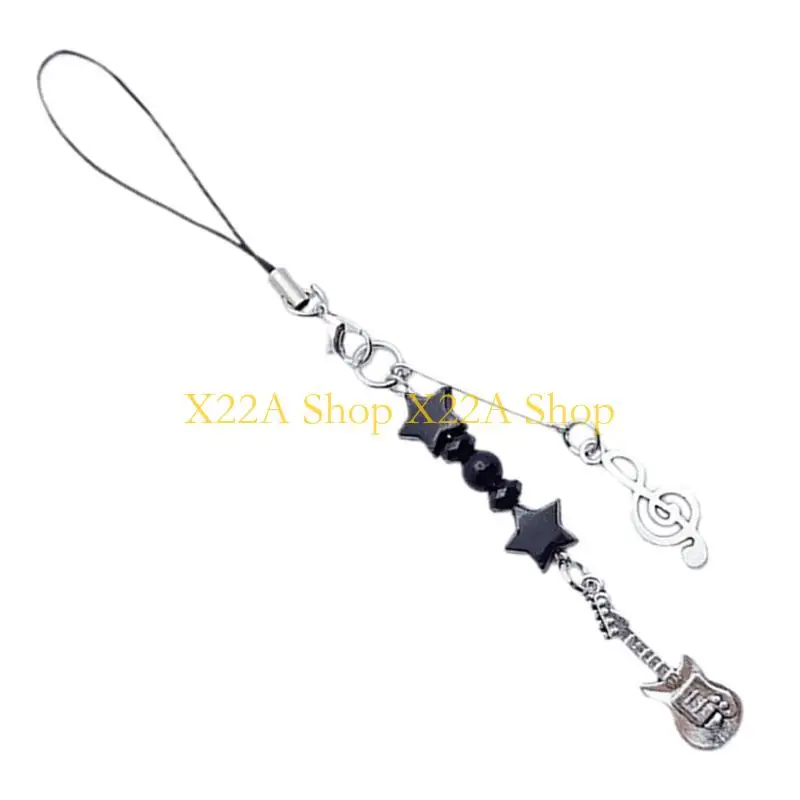 Unique Sweet Cool Earphone Notes Star Guitar Charm Pendant Phone Straps Pocket Keychain Strap Hanging Decoration for Bag Purse