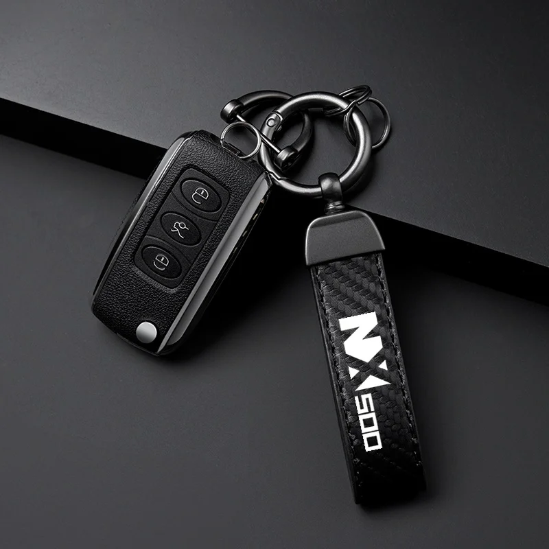 For HONDA NX500 NX 500 NX New Fashion Motocycle carbon fiber leather rope keychain Holder Keyring Logo Accessories Key chain view 4