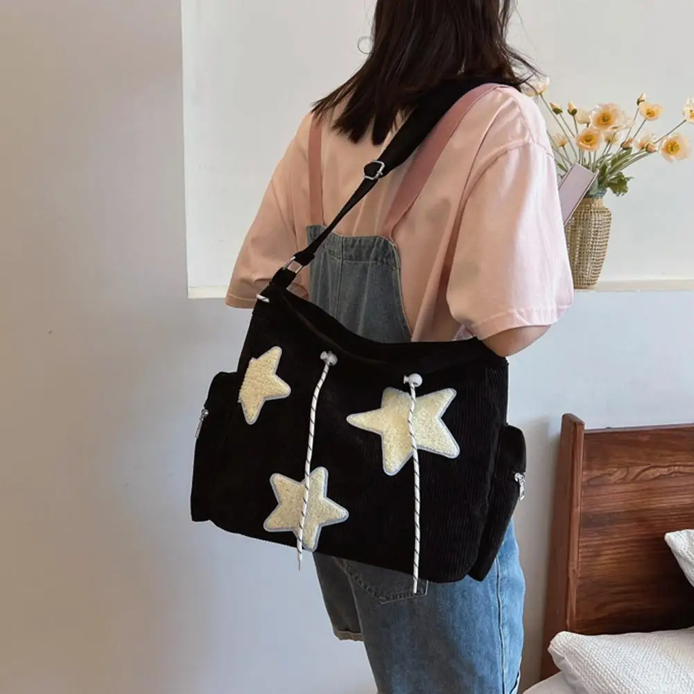 Bag Cute Design Sense Star Schoolgirl High Capacity Support Corduroy Bags Large Single Commuter Crossbody Drawstring Should W8D5