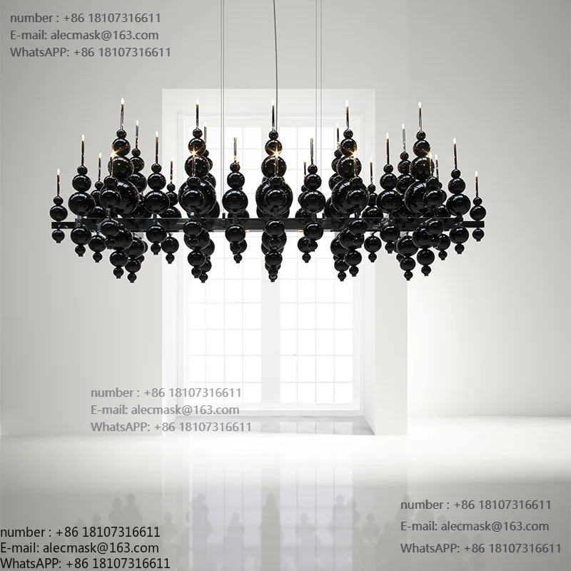 

Black ball chandelier modern simple atmosphere living room lighting light luxury designer