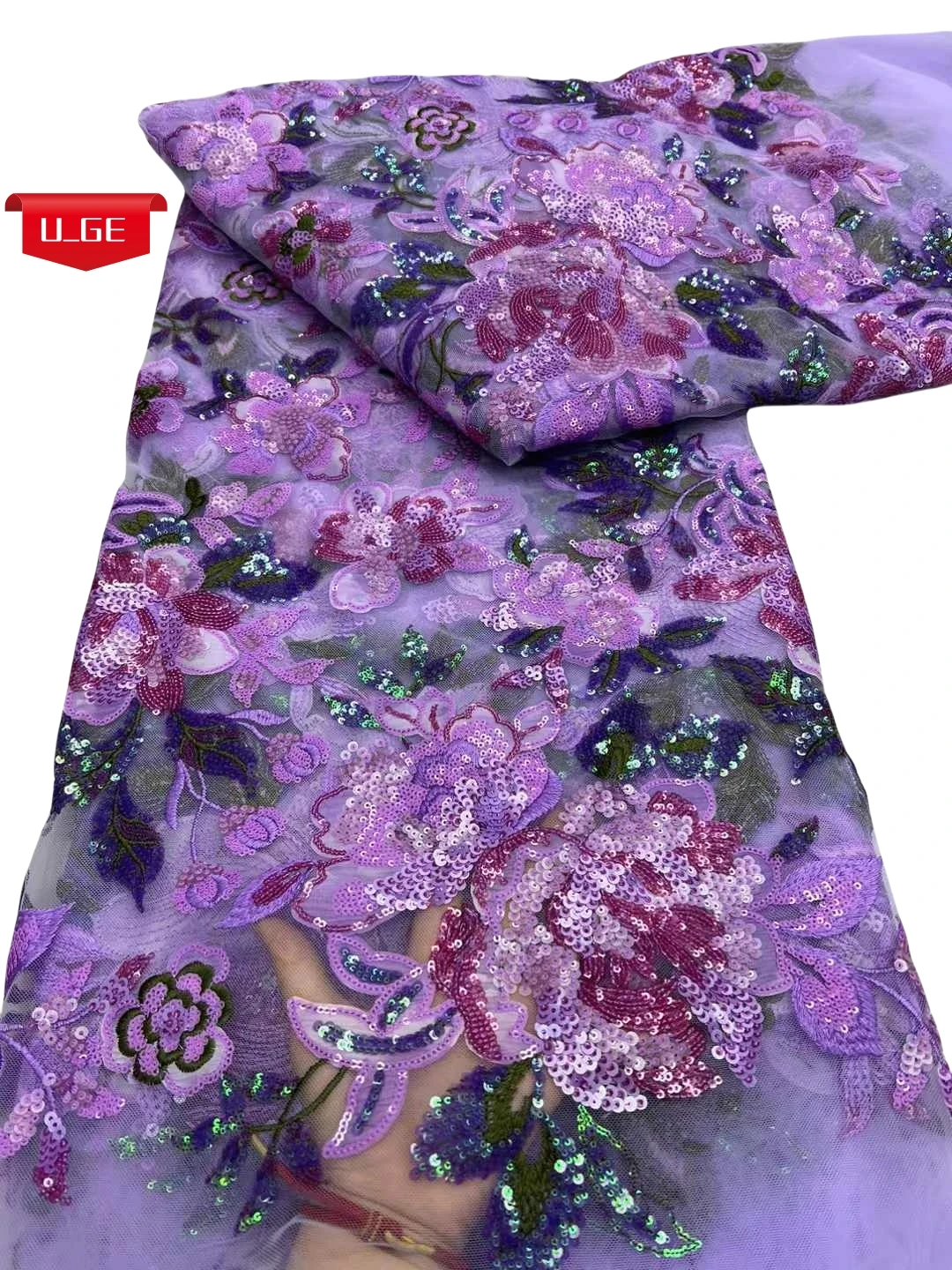 

5Yards 2025 Latest Best Quality Elegant Delicate Embroidered Soft Sequin Tulle lace Fabric For Wedding Evening Dress U_GE2581