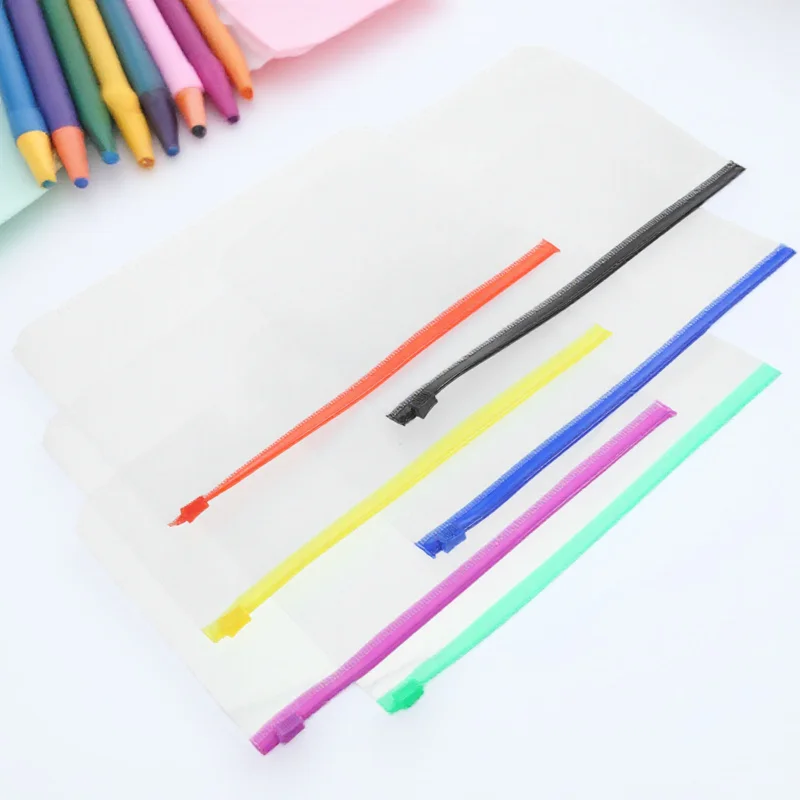 

12Pcs Binder Zipper Pouch A5 PVC Zip Bag for Notebooks Stationery Receipts Invoices Organizer A5 Binder Pockets