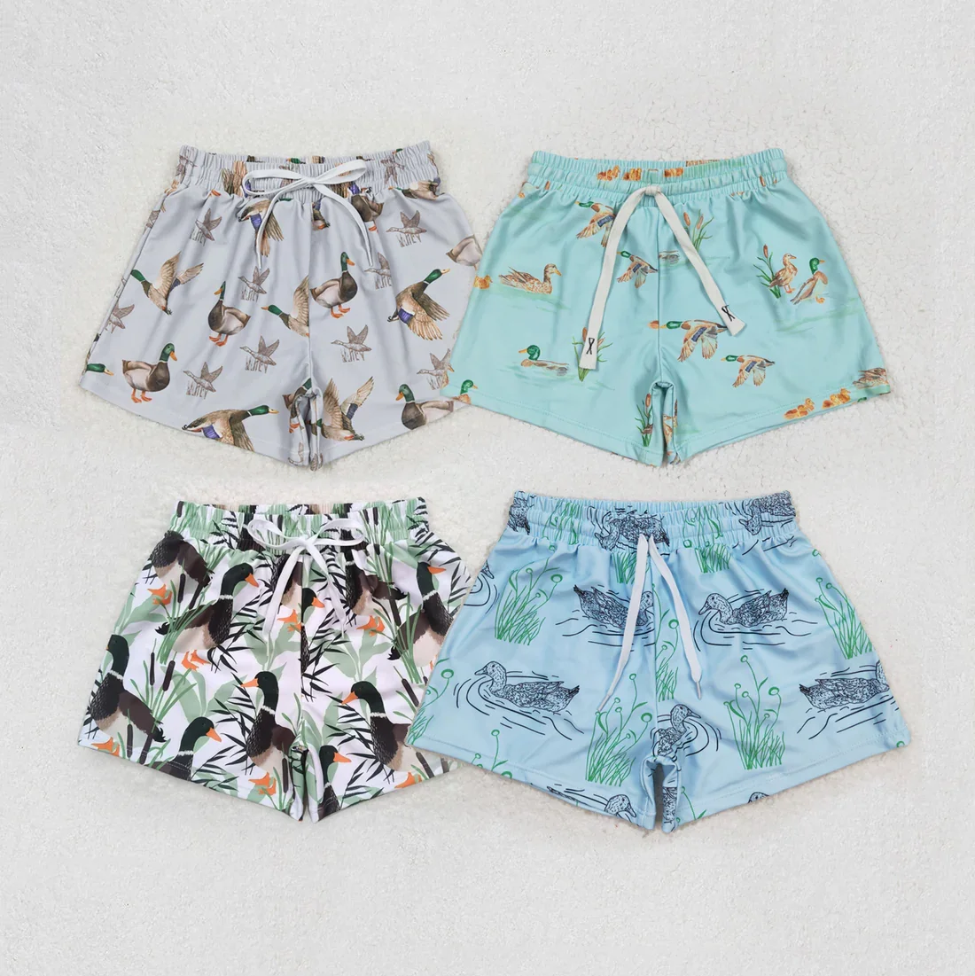 

S0268 Wholesale Summer kids clothes boys Match clothes Duck gray brown swimming trunks Boutique baby boy clothes