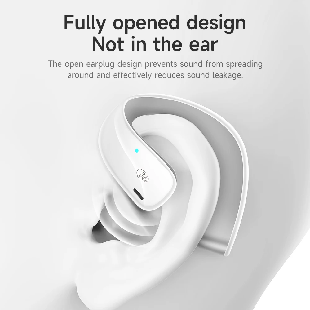 HOCO EQ4 Full Open Air Conduction True Wireless Bluetooth 5.3 Earphone HiFi Stereo Touch Control Earbuds 14mm Speaker Ear Clips