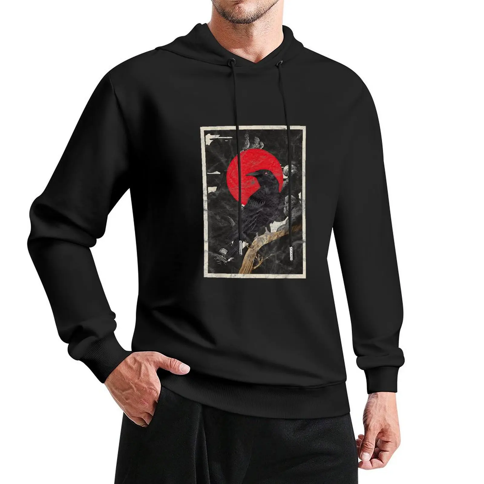 

Red Moon Graphic Black Crow Pullover Hoodie men's sweat-shirt mens designer clothes graphic t shirts men autumn oversized hoodie