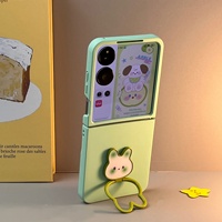Ins Korean Cute Fresh Mint Green Rabbit Bracket Solid Color Phone Case for Xiaomi MIX Flip2 MIX Flip Shockproof Hard Back Cover