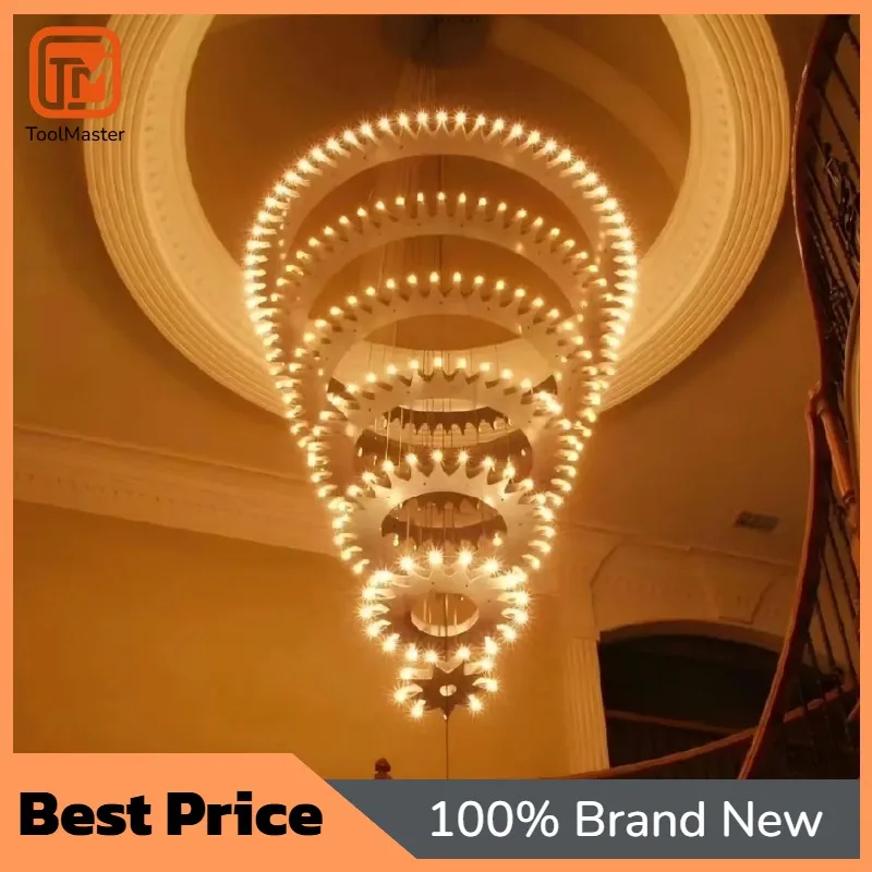 【Hot Sale】Hotel Project Modern Gold Crystal Chandelier Pendant Lamp Light Gold Adjustable Height E12 Bulb Base Long Shape For In