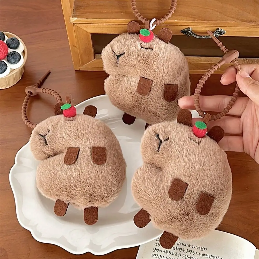 Keychain Capybara Pendant Backpack Animals Plush Toy Bag Pendant Make a Sound Doll Toy Key Chain Decoration Decorations Crafts