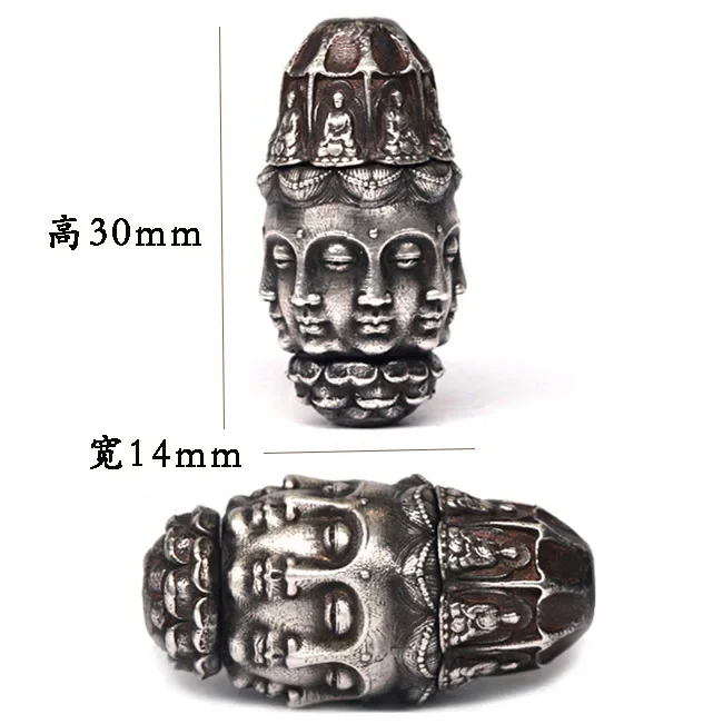 Copper Silver Plated Infinite Bucket Eight Sided Buddha Head Rotating Lotus Seat With Bead Bracelet Accessories Pendant Made Of view 6