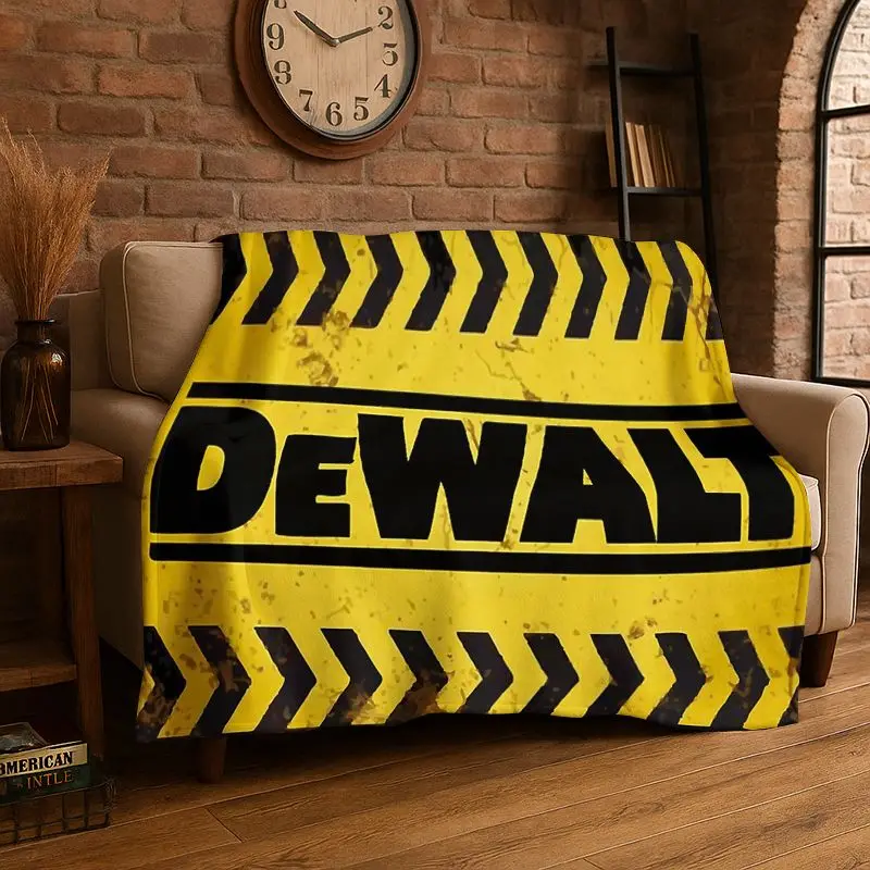 Retro D-DEWALT Electric Tools Logo Soft Flannel Throw Blanket,Warm Cozy Blanket for Bed,Couch,Sofa,Bedroom,Living Room,Camping