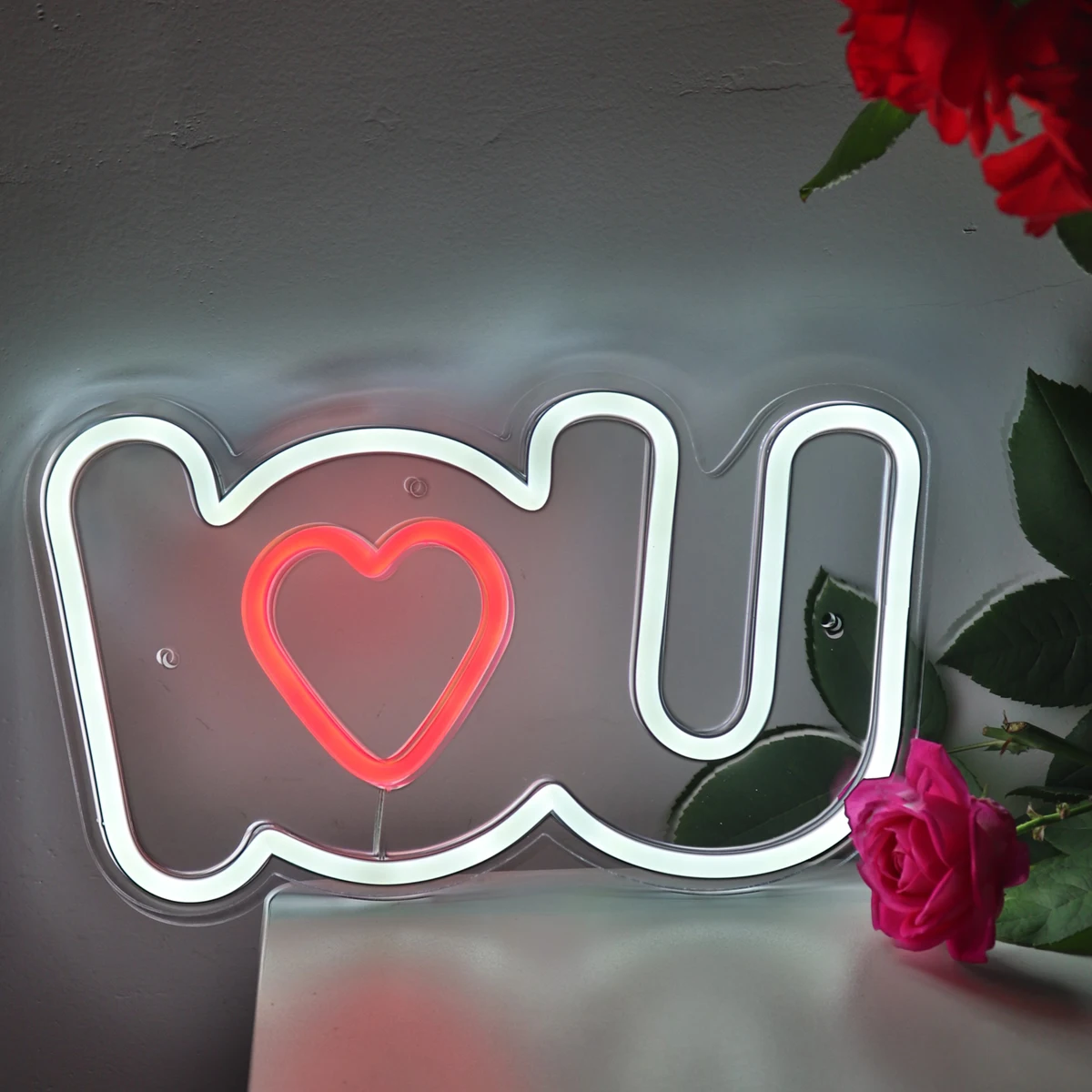 1PC I heart U LED Wall Neon Sign Light For Room Home Party Valentine's Day Pub Club ShopDecoration Gifts For Her 11.18''*6.46''