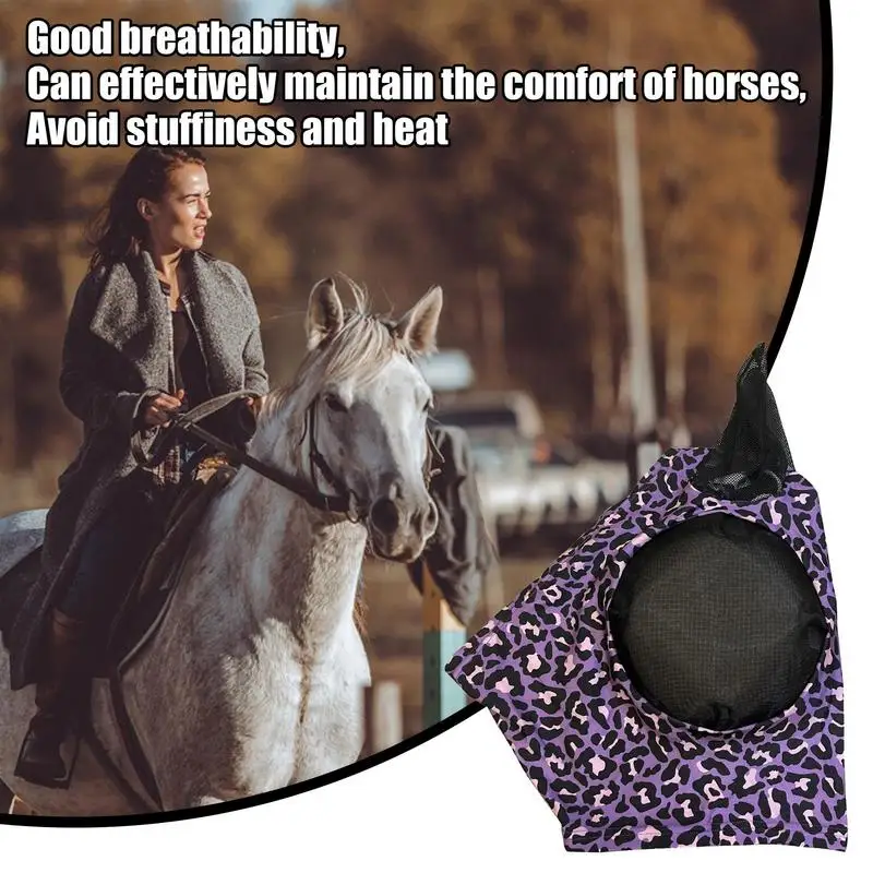 Horse Mosquitoes Face Cover Leopard Print Pattern Equestrian Supplies Breathable Anti-Mosquitoes Cover Horse Care Product Face