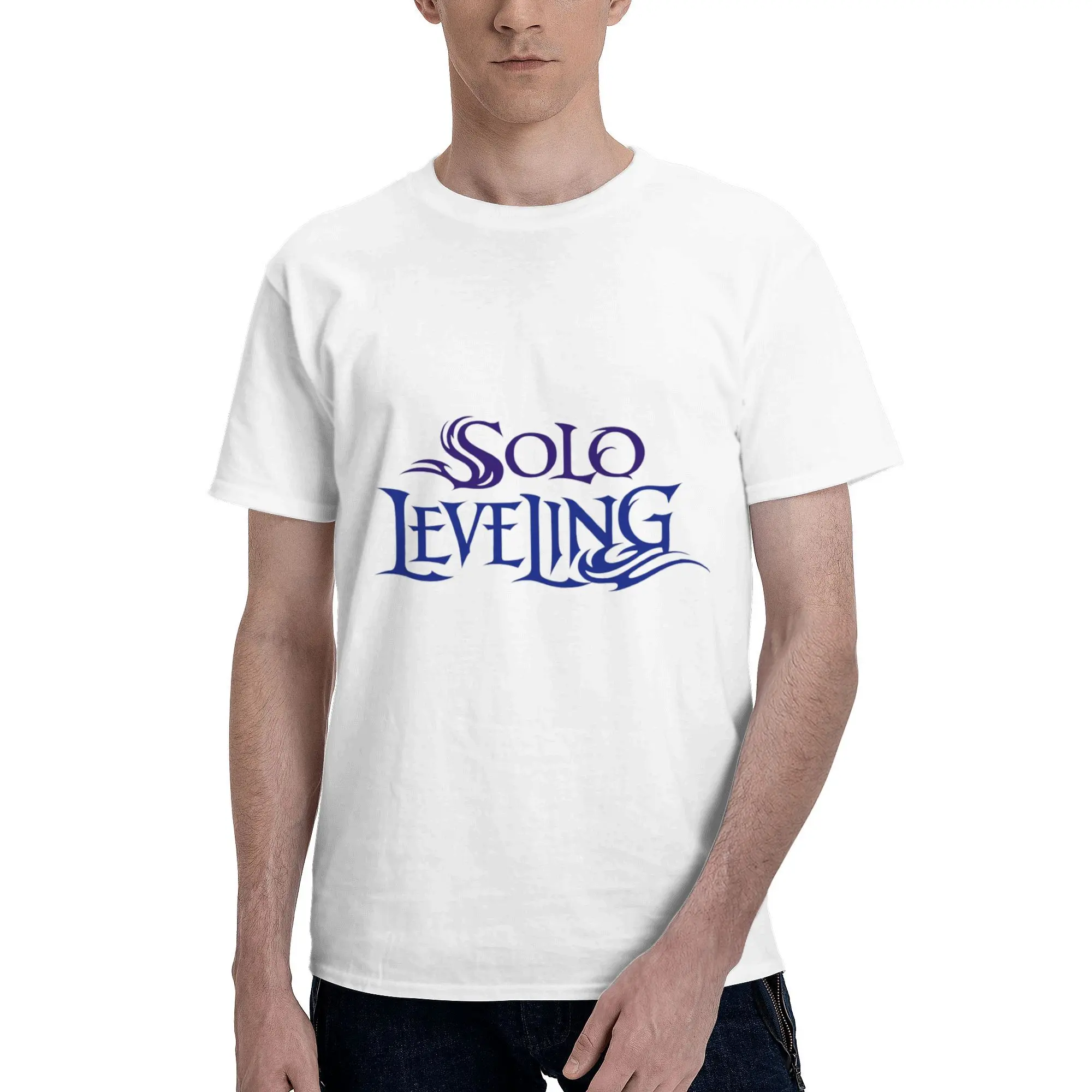 

Мужская футболка Solo Leveling с логотипом, новинка, футболка с коротким рукавом и круглым вырезом, футболка из чистого хлопка, подарок на день рождения, топы