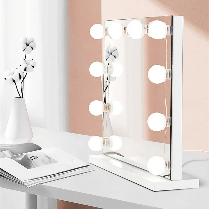 LED Makeup Light Mirror No Punching Desktop Light Mirror Dressing Room Table Lamp Bulbs Three Colors Adjustable Vanity Lights