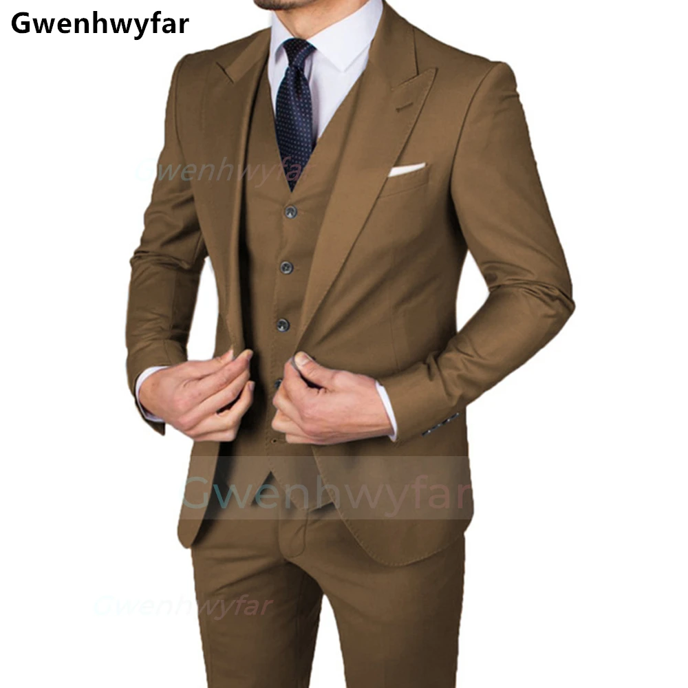 

Gwenhwyfar 2023 Notch Lapel 2 Button Men's Suit for Wedding Business Male Suits Set 3 Pieces (Jacket+Vest+Pant) Trajes De Hombre