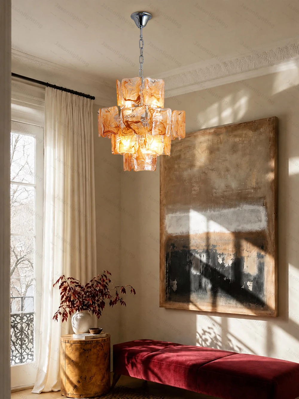 Blue Eyes Glass Collection Dimmable LED Chandelier