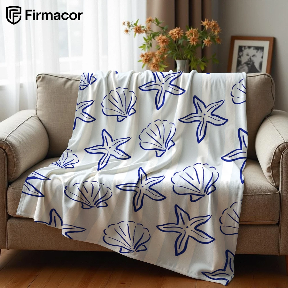 Coastal Shell Star Ultra Soft Sherpa Fleece Blanket Fluffy Warm Halloween Cozy Throw for Sofa Couch Bedroom Gift All season