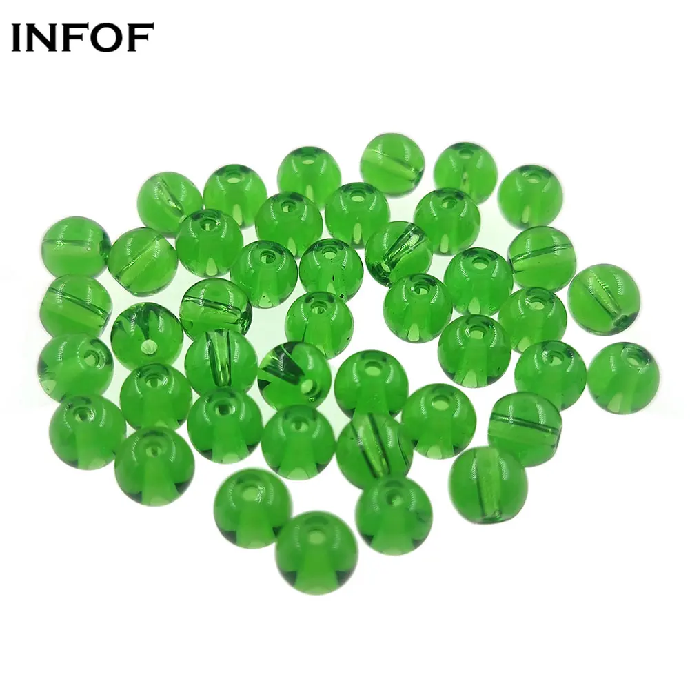 50-pieces Fishing Beads Stopper Round Brass Tackle Glass Beads 8mm 6mm Bait Rigs Accessories Carp Fishing Gear