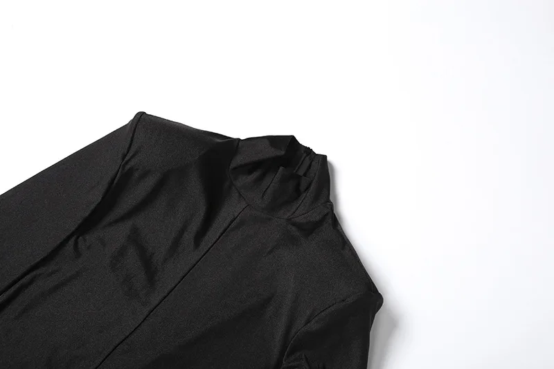 Chic Black A-line Maxi Party Dress Women Elegant Turtleneck Full Sleeve Slim Shiny Prom Birthday Outfits Long Robe Streetwear