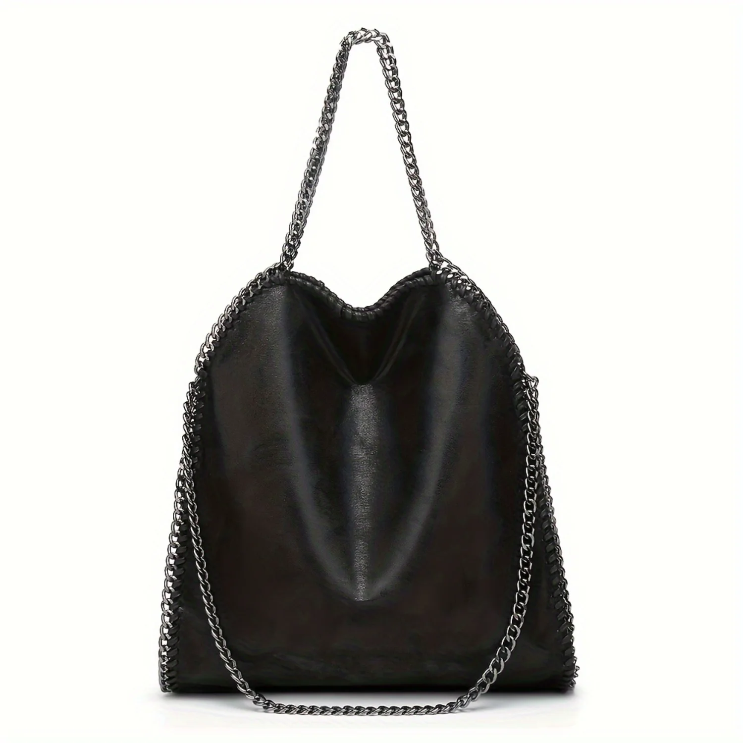 

Stylish PU Leather Shoulder Bag with Retro Chain, Fashionable Crossbody Tote