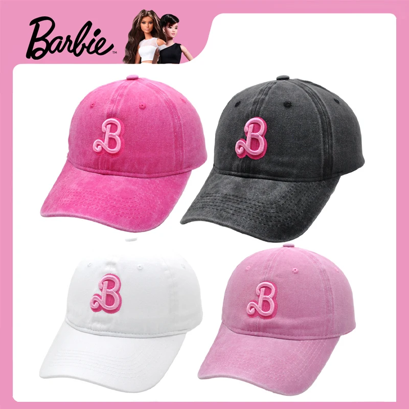 

New Barbie Logo Three-Dimensional Embroidery Sun Hat, Cute Girls Y2K Outdoor Baseball Cap Fashion Item Peaked Hat Gift