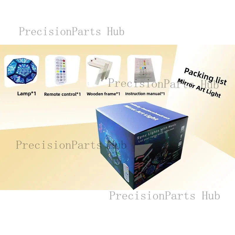 Remote control infinite dodecahedron light strip voice control 3D tunnel light color art game light USB power supply