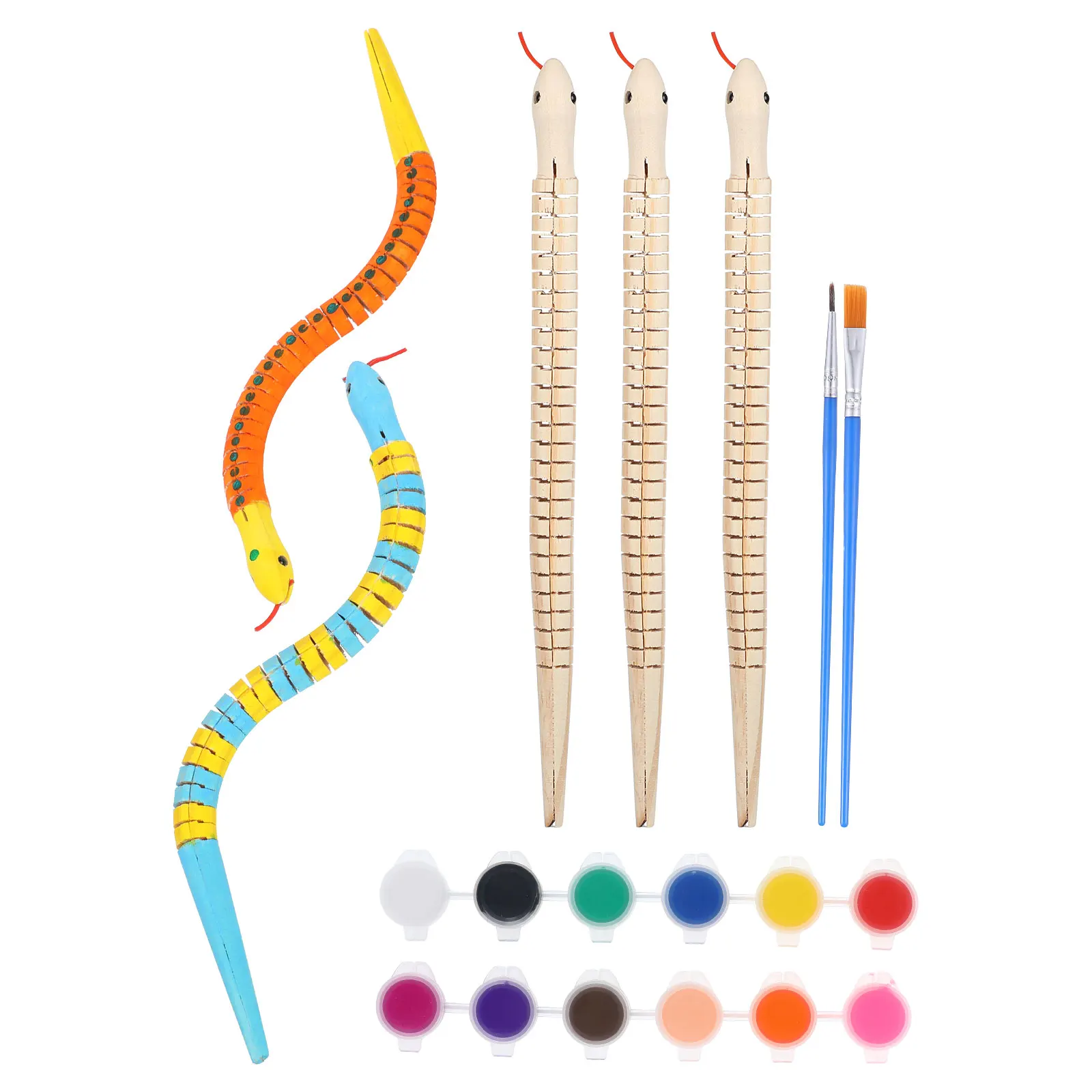 

Children's Doodle Snake DIY Color Paste Painting Flexible Animals Prizes For Kids Classroom Statue Small Snakes Reptiles Wood