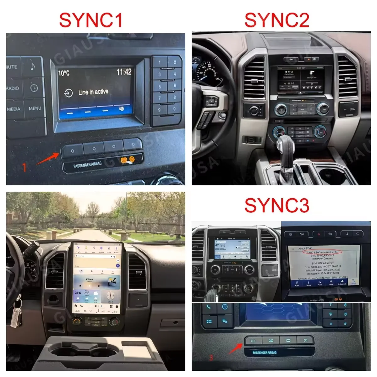 14.5 Inch For Ford F150 F250 F350 2016-2022 Carplay Android 14 8-Core Car Multimedia Player Stereo Receiver Radio GPS 4G WIFI