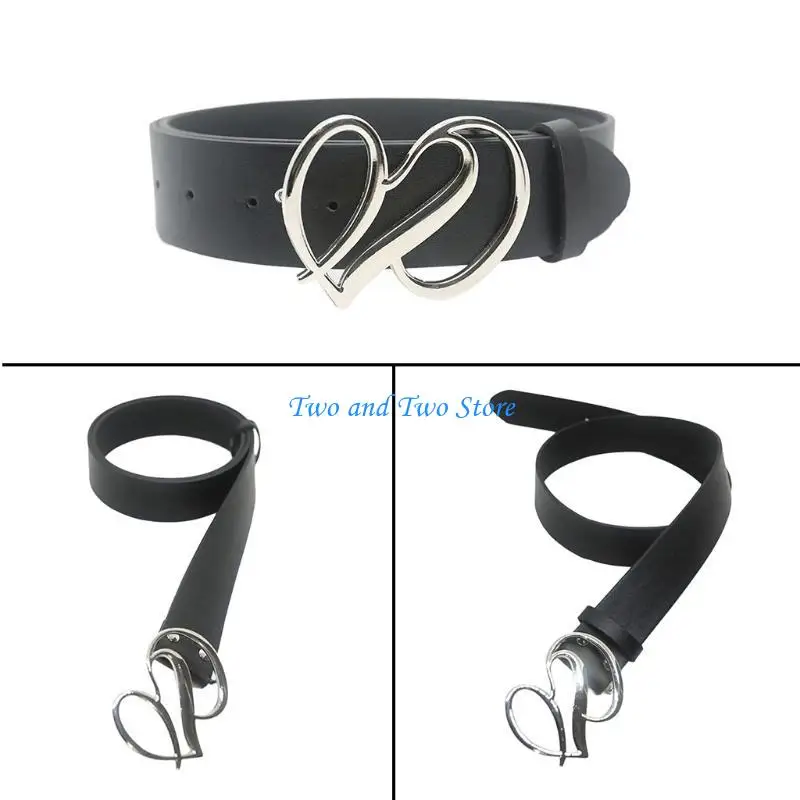 

HX6F Elegant Heart Belt Adjustable Waist Belts PU Leather Waist Accessory for Dresses