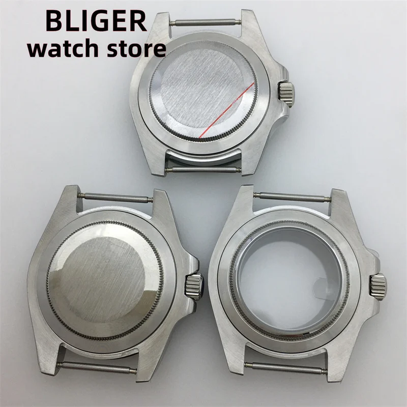 BLIGER 40mm Diving Watch Case Black Green Brown Fixed Solid Ceramic Bezel Sapphire Glass Fits NH34 NH35 PT5000 ETA2824 movement