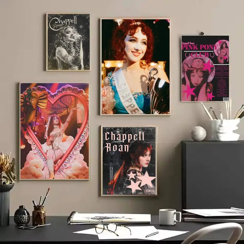 C-Chappell Roan Singer Poster Stickers HD Waterproof Painting Wall Art for Bedroom Living Room Home Decor Decoration Gift