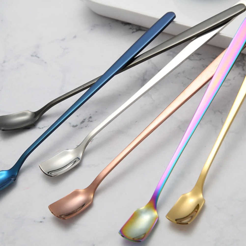 

7Pcs Coffee Spoons Stainless Steel Stirring Mixing Spoons Multifunctional Household Tableware Kitchen Supplies Bar Beverage