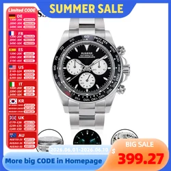 Sugess Panda Diver Chronograph Mens Watch Automatic Peacock SL-4801 Movement Luxury Waterproof Mechanical Wristwatches 2024 New