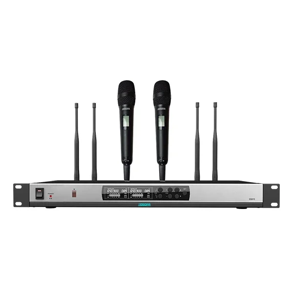 Cuffie lavalier portatili a 2 canali a collo di cigno Sistema microfonico per conferenze wireless UHF True Diversity