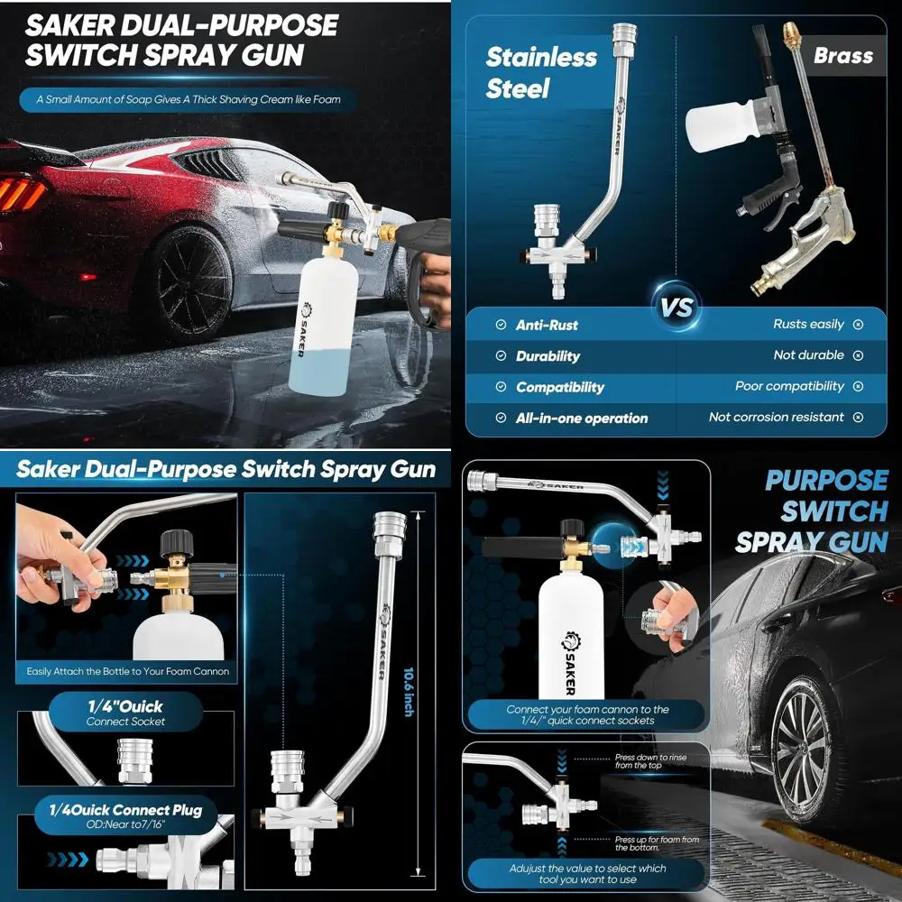 

Foam Cannon Dual Connector Accessory, Dual-Purpose Switch Spray Gun,Foam Cannon for Pressure Washer for Car Washing and Cleaning