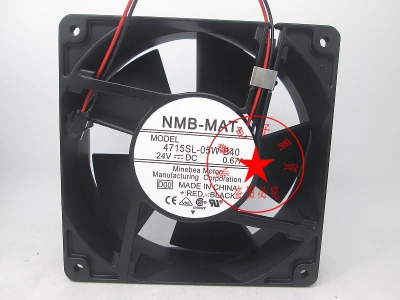 

NMB 4715SL-05W-B40 D00 DC 24V 0.67A 120x120x38mm 2-Wire Server Cooling Fan