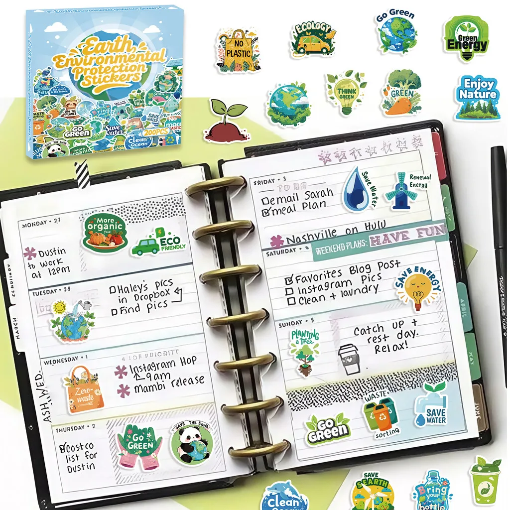 203 Buah Stiker Perlindungan Lingkungan Bumi Dekorasi untuk Jurnal Kerajinan DIY Proyek Edukasi Toko BulingBulingStickers